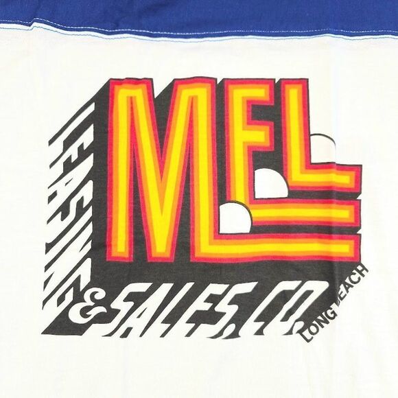 Vintage MEL Long Beach T Shirt Mens Size Small Blue 80s Ringer Tee Made In USA - Picture 4 of 7
